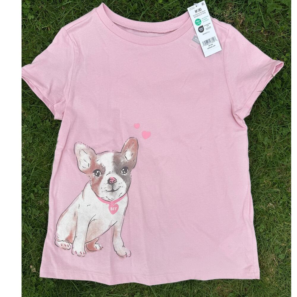 NWT OshKosh Kids Short Sleeve Pink Dog Graphic Tee (SZ M 8)